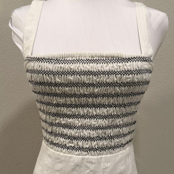 White Smocked Maxi Dress Boho Cottagecore Tiered Cotton XL Cottage Vacation Chic - Picture 5 of 9